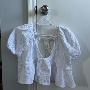 White Puff Sleeve Women's Top